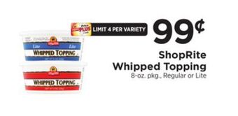 ShopRite Whipped topping offer