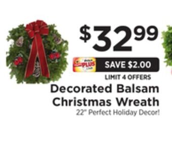 ShopRite Decorated balsam christmas wreath offer