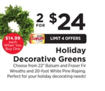 ShopRite Holiday decorative greens offer