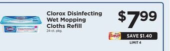 ShopRite Disinfecting wet mopping cloths refill offer