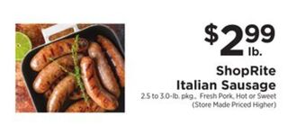 ShopRite Italian sausage offer