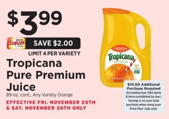 ShopRite Pure premium juice offer