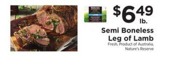 ShopRite Semi boneless leg of lamb offer