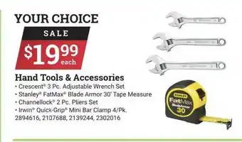 Ace Hardware Hand Tools & Accessories : Crescent® 3 Pc. Adjustable Wrench Set, Stanley® FatMax® Blade Armor 30' Tape Measure, Channellock® offer