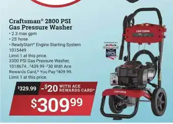 Ace Hardware Craftsman® 2800 PSI Gas Pressure Washer offer