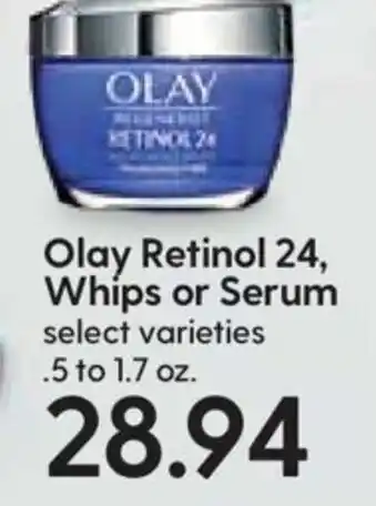 Hy-Vee Olay Retinol 24, Whips or Serum 5-1.7 oz offer