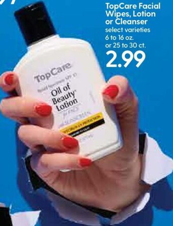 Hy-Vee TopCare Facial Wipes,Lotion or Cleanser 6-16 oz offer