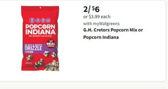 Walgreens G.H. Cretors Popcorn Mix or Popcorn Indiana offer