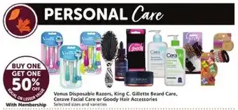 Vons Venus Disposable Razors, King C. Gillette Beard Care, Cerave Facial Care or Goody Hair Accessoires offer