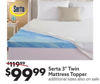 Big Lots Serta 3" twin mattress topper offer