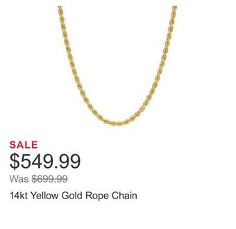 Costco 14kt yellow gold rope chain offer