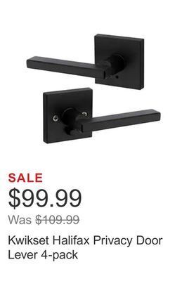 Costco Kwikset halifax privacy door lever 4-pack offer
