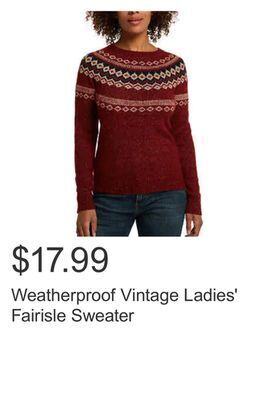 Costco Weatherproof vintage ladies' fairisle sweater offer