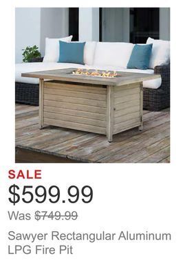 Costco Sawyer rectangular aluminum lpg fire pit offer