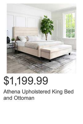 Costco Athena upholstered king bed and ottoman offer