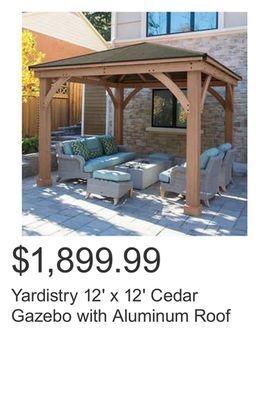 Costco Yardistry 12' x 12' cedar gazebo with aluminum roof offer