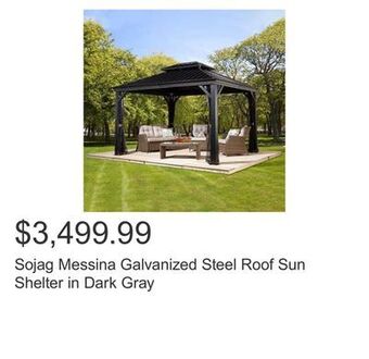 Costco Sojag messina galvanized steel roof sun shelter in dark gray offer
