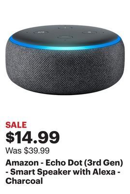 Best Buy Amazon - echo dot (3rd gen) - smart speaker with alexa - charcoal offer