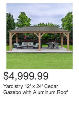 Costco Yardistry 12' x 24' cedar gazebo with aluminum roof offer