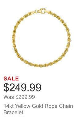 Costco 14kt yellow gold rope chain bracelet offer