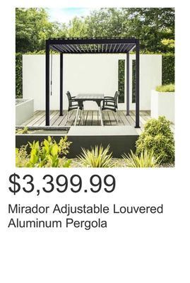 Costco Mirador adjustable louvered aluminum pergola offer