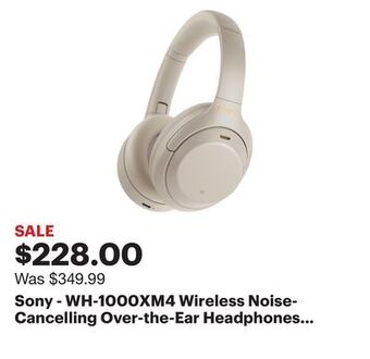 Best Buy Sony - wh-1000xm4 wireless noise-cancelling over-the-ear headphones - silver offer