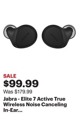 Best Buy Jabra - elite 7 active true wireless noise canceling in-ear headphones - black offer