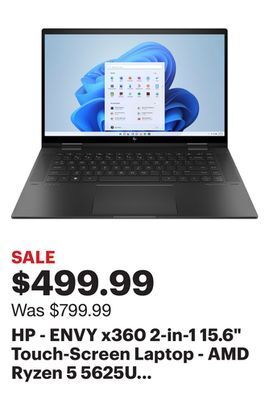 Best Buy Hp - envy x360 2-in-1 15.6" touch-screen laptop - amd ryzen 5 5625u - 8gb memory - 256gb ssd - nightfall black offer