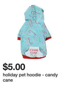 Five Below Holiday pet hoodie - candy cane offer