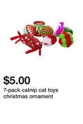 Five Below 7-pack catnip cat toys christmas ornament offer