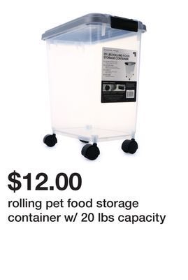 Five Below Rolling pet food storage container w/ 20 lbs capacity offer