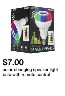 Five Below Color-changing speaker light bulb with remote control offer