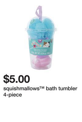 Five Below Squishmallows™ bath tumbler 4-piece offer