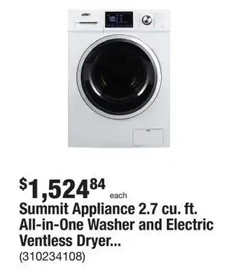 The Home Depot Summit appliance 2.7 cu. ft. all-in-one washer and electric ventless dryer in white offer