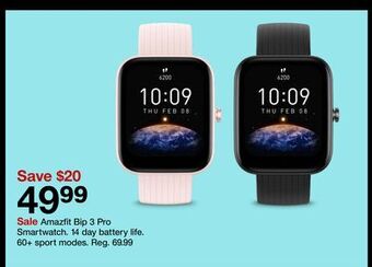 Target Amazfit bip 3 pro smartwatch offer