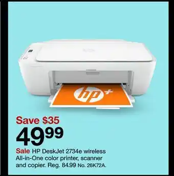 Target Hp deskjet 2734e wireless all-in-one color printer, scanner and copier offer