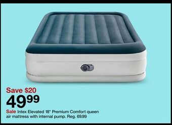 Target Intex elevated 18" premium comfort queen air mattress with internal pump offer