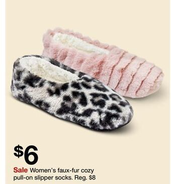 Target Women's faux-fur cozy pull-on slipper socks offer