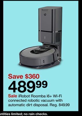 Target Irobot roomba i6 + wi-fi connected robotic vacuum with automatic dirt disposal offer