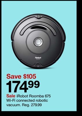 Target Irobot roomba 675 wi-fi connected robotic vacuum offer
