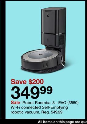 Target Irobot roomba wi-fi connected self-emptying robotic vacuum offer