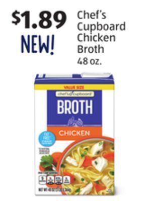 Aldi Chef's cupboard chicken broth offer