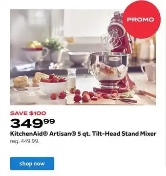 Bed Bath & Beyond Kitchenaid® artisan® 5 qt. tilt-head stand mixer offer