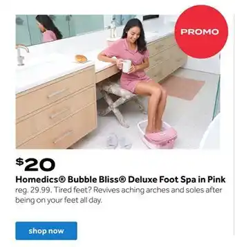 Bed Bath & Beyond Homedics® bubble bliss® deluxe foot spa in pink offer