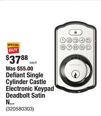 The Home Depot Defiant single cylinder castle electronic keypad deadbolt satin nickel offer