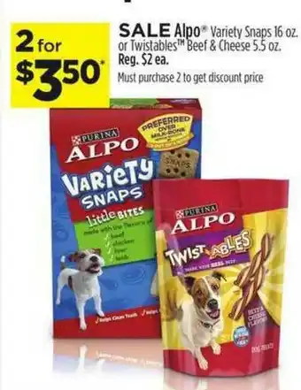 Dollar General Alpo Variety Snaps 16 Oz. Or Twistable Beef & Cheese 5.5 Oz offer