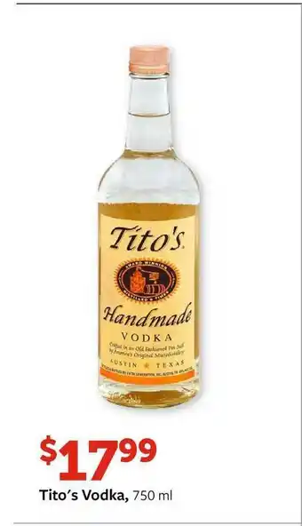 Fareway Tito's Vodka, 750 Ml offer