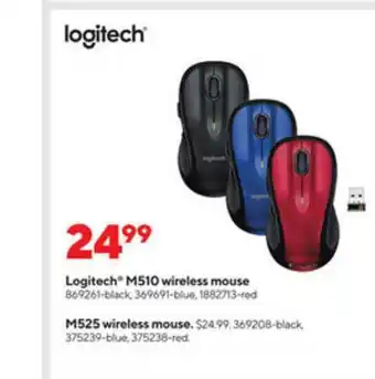 Staples Logitech® M510 Wireless Mouse Or M525 Wireless Mouse offer