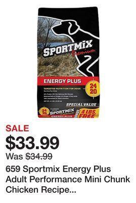 Tractor Supply Company Sportmix energy plus adult performance mini chunk chicken recipe dry dog food offer