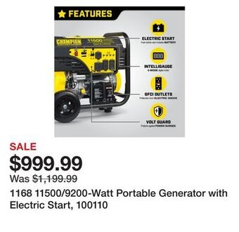 Tractor Supply Company 11500/9200-watt portable generator with electric start, 100110 offer